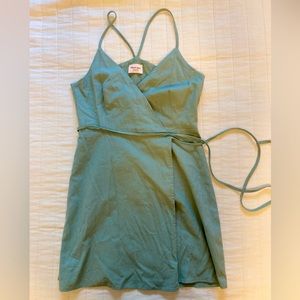 Showpo. teal spaghetti strap wrap mini dress